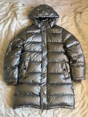 BOY London Metallic Puffer Coat in Gunmetal